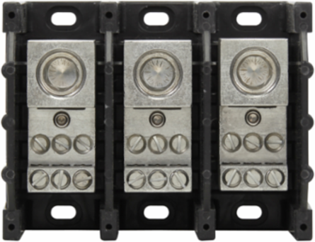 Power Distribution Block, 3-Pole Barrier, 600 Vac/Vdc, 380A, 1.61 LB