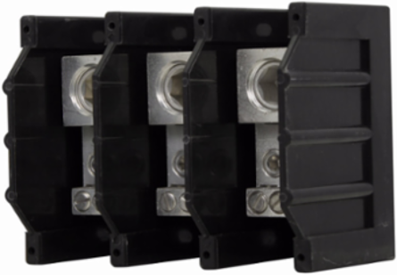 Power Distribution Block 600 Vac/Vdc, 380A, Three-Pole, Molded Thermoplastic Base, Black