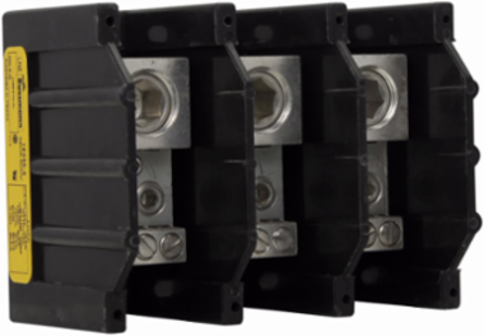 Power Distribution Block 600 Vac/Vdc, 380A, Three-Pole, Molded Thermoplastic Base, Black