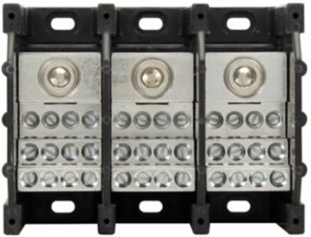 Power Distribution Block 600 Vac, 310A, Three-Pole, 5 Inch Width, Black