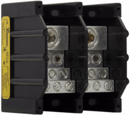 Power Distribution Block, 600 Vac, 310A, Two-Pole, Black, 3.19 Inch Width