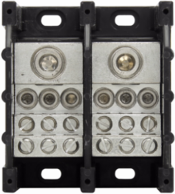 Power Distribution Block, 600 Vac, 310A, Two-Pole, Black, 3.19 Inch Width