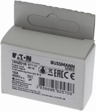 Ultra Rapid Fuse-link, 16 A, AC 400 V, D01, Grit 50 kA, Ceramic Body
