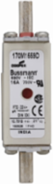 Eaton Bussmann series high speed square body fuse, 16A, 200 kAIC, Combination fuse status indicator, Fuse, Din 43-620 blade end X Din 43-620 blade end, Class gR