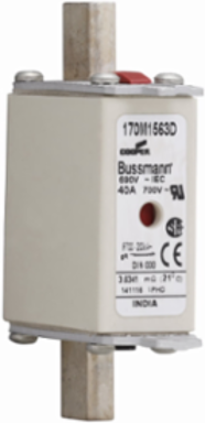 Eaton Bussmann series high speed square body fuse, 40A, 200 kAIC, Combination fuse status indicator, Fuse, Din 43-620 blade end X Din 43-620 blade end, Class gR