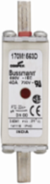 Eaton Bussmann series high speed square body fuse, 40A, 200 kAIC, Combination fuse status indicator, Fuse, Din 43-620 blade end X Din 43-620 blade end, Class gR