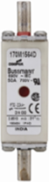 Eaton Bussmann series high speed square body fuse, 50A, 200 kAIC, Combination fuse status indicator, Fuse, Din 43-620 blade end X Din 43-620 blade end, Class gR