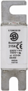 High Speed Square Body Fuse 690V, 315A, 200 kAIC, Class aR, DIN 43 620