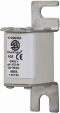 Eaton Bussmann series high speed square body fuse, 40A, 200 kAIC, Top fuse status indicator, Fuse, Blade end X blade end, Class gR, DIN 43 620 - 170M2660