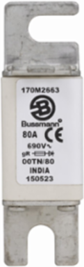 High Speed Square Body Fuse 80A, 200 kAIC, DIN 43 620, gR Class