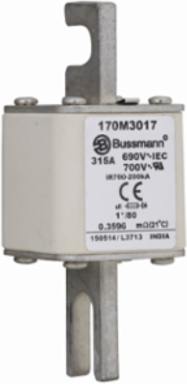 High-Speed Square Body Fuse 700V, 315A, 200 kAIC, Class aR, DIN 43 620