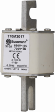 High-Speed Square Body Fuse 700V, 315A, 200 kAIC, Class aR, DIN 43 620