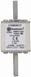 High-Speed Square Body Fuse 700V, 315A, 200 kAIC, Class aR, DIN 43 620