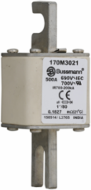 High Speed Square Body Fuse 500A 1250V AC - Class aR, 200 kAIC, 104MM Length