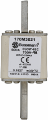 High Speed Square Body Fuse 500A 1250V AC - Class aR, 200 kAIC, 104MM Length