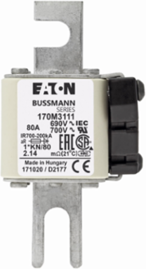 High Speed Square Body Fuse 80A 690V AC 200 kAIC DIN 43 620