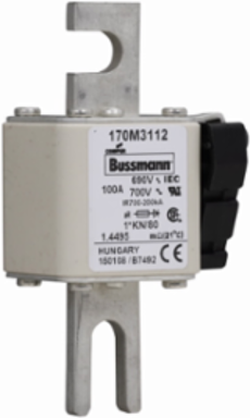 High-Speed Square Body Fuse, 100A, 690V, 200 kAIC, DIN Mounting