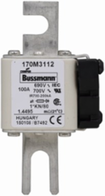 High-Speed Square Body Fuse, 100A, 690V, 200 kAIC, DIN Mounting