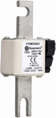 High-Speed Square Body Fuse, 125A, 200 kAIC, 1250V/1300V, DIN Mount