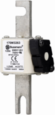 High-Speed Square Body Fuse, 125A, 200 kAIC, 1250V/1300V, DIN Mount