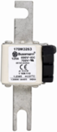 High-Speed Square Body Fuse, 125A, 200 kAIC, 1250V/1300V, DIN Mount