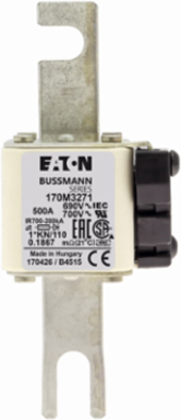 High Speed Square Body Fuse, 1250V AC, 500A, 200 kAIC, DIN Mount