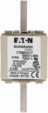 315A 690V IEC Square Body Fuse, Class aR, 200 kAIC Interrupt Rating