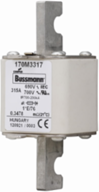 315A 690V IEC Square Body Fuse, Class aR, 200 kAIC Interrupt Rating