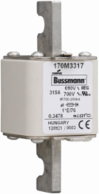 315A 690V IEC Square Body Fuse, Class aR, 200 kAIC Interrupt Rating