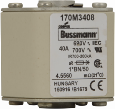 High Speed Square Body Fuse, 690V AC/DC, 40A, 200 kAIC, Flush Contacts