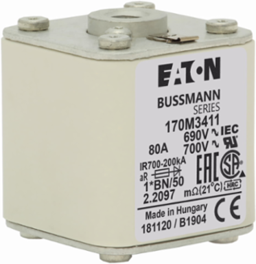 High Speed Fuse-link 80 A AC 690 V Compact Size 1 45 mm x 59 mm x 51 mm aR