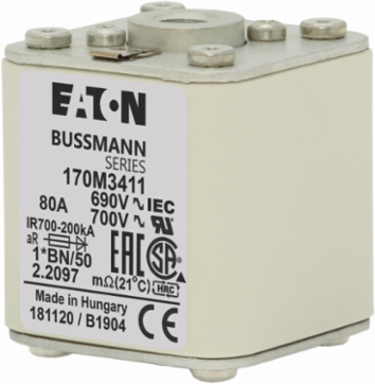 High Speed Fuse-link 80 A AC 690 V Compact Size 1 45 mm x 59 mm x 51 mm aR