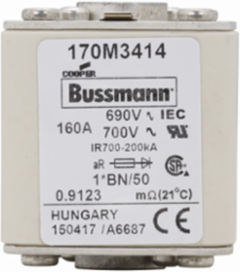 High Speed Square Body Fuse 160A 690V AC 200 kAIC Top Status Indicator
