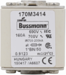 High Speed Square Body Fuse 160A 690V AC 200 kAIC Top Status Indicator