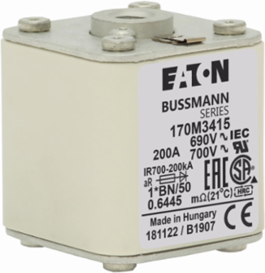 High Speed Square Body Fuse, 200A, 690V, 200 kAIC, Top Fuse Indicator