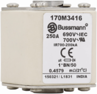 High-Speed Square Body Fuse 250A 690V AC 200 kAIC Class aR