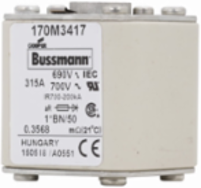 High Speed Square Body Fuse, 315A, 690V, 200 kAIC, Flush Mount, Class aR