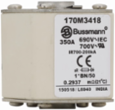 High Speed Square Body Fuse, 690V, 350A, 200 kAIC, Top Fuse Status Indicator