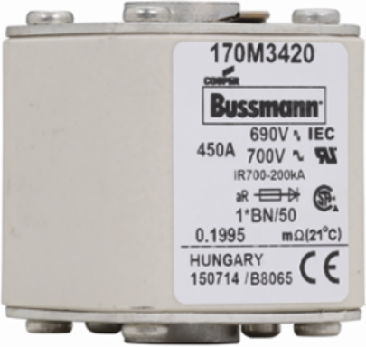 High-Speed Square Body Fuse, 450A, 690V, 200 kAIC, Class aR