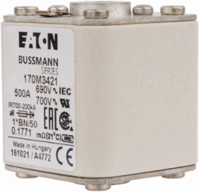 High Speed Square Body Fuse 500A 690V 200 kAIC Flush Mount