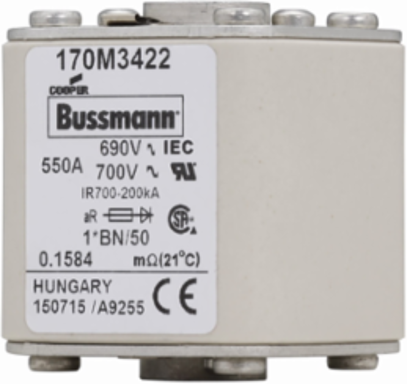 High-Speed Square Body Fuse 550A 690V 200 kAIC Top Fuse Status Indicator