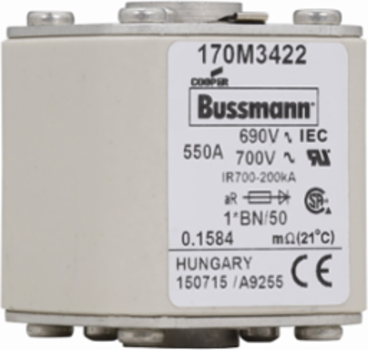 High-Speed Square Body Fuse 550A 690V 200 kAIC Top Fuse Status Indicator