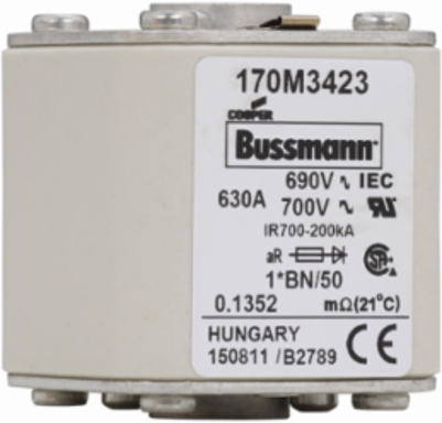 High-Speed Square Body Fuse 630A 690V AC 200 kAIC Class aR Flush