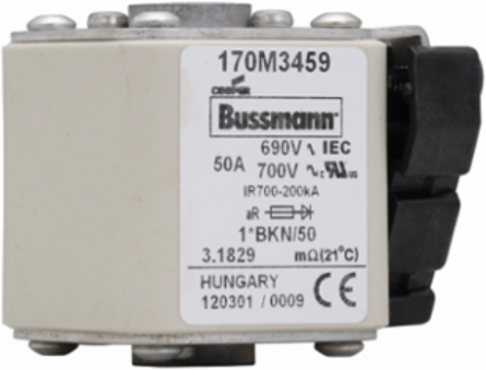 High Speed Square Body Fuse 50A, 200 kAIC, 690V, Flush Contacts