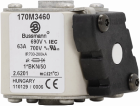 High-Speed Square Body Fuse 63A 200 kAIC Class aR Flush 770 Clearing at 660V