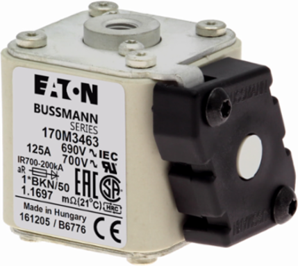 High Speed Square Body Fuse 125A 200 kAIC AC Class aR 690V Flush Contacts