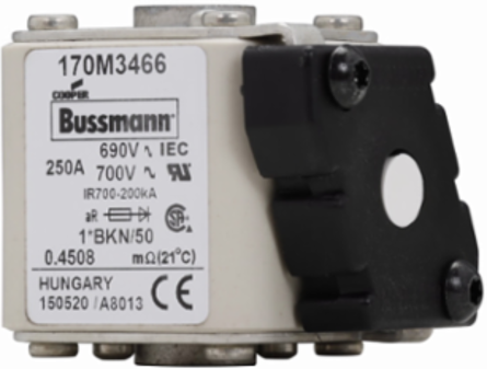 High Speed Square Body Fuse 690V, 250A, 200 kAIC, Class aR, Flush