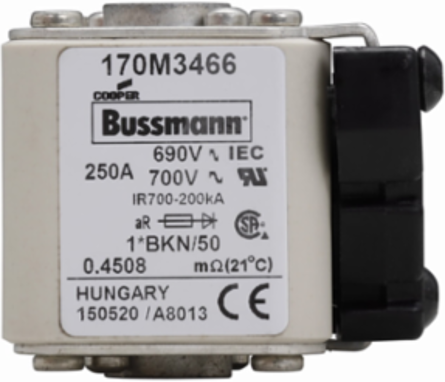 High Speed Square Body Fuse 690V, 250A, 200 kAIC, Class aR, Flush