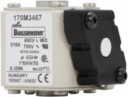 High Speed Square Body Fuse 700V, 315A, 200 kAIC, Class aR, Flush