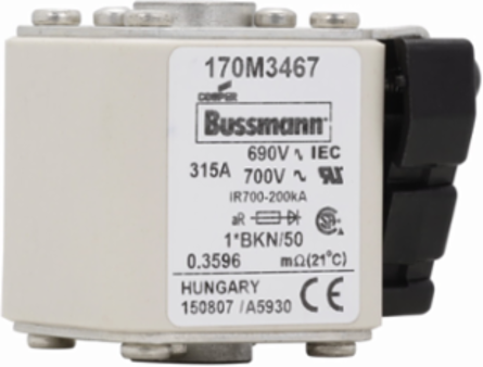 High Speed Square Body Fuse 700V, 315A, 200 kAIC, Class aR, Flush